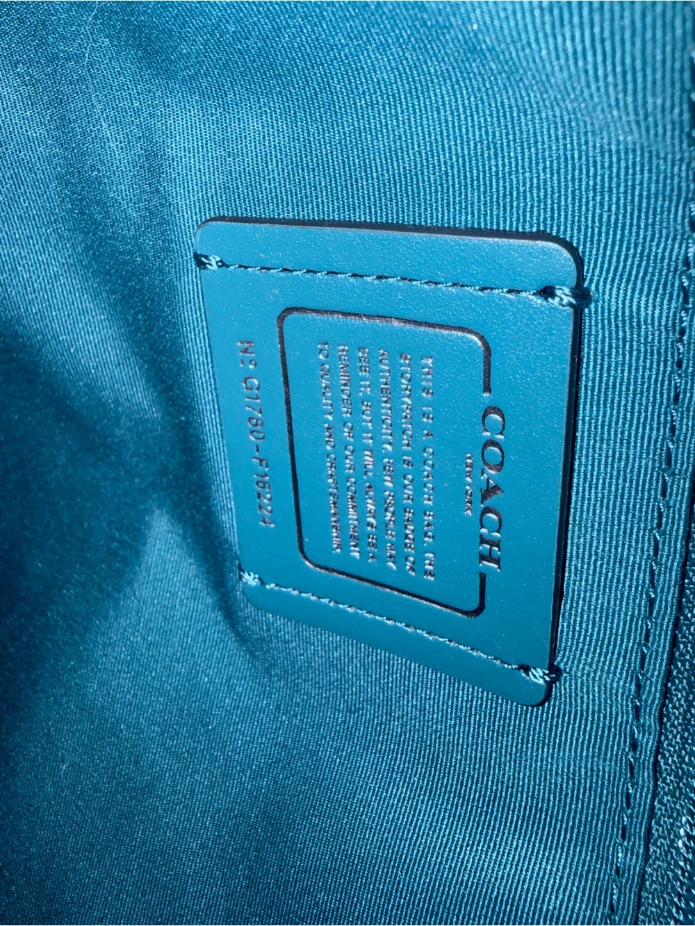 Coach Teal Metallic Tote Bag with Matching Clutch Wristlet - Picture 5 of 8